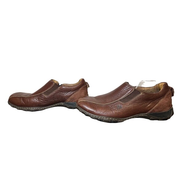 BORN Winfield Brown Pebbled Leather Moc Loafers Slip On Shoes Men's SIZE 13 - Picture 2 of 13